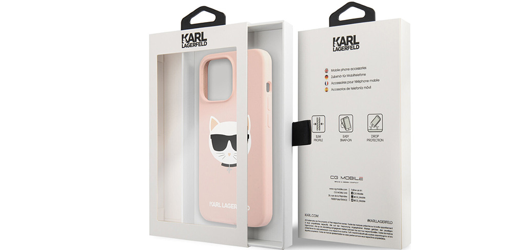 Чехол-накладка-Karl-Lagerfeld-Liquid-silicone-Choupette-Hard-для-iPhone-13-Pro-Max,-силикон-поликарбонат,-розовый-1